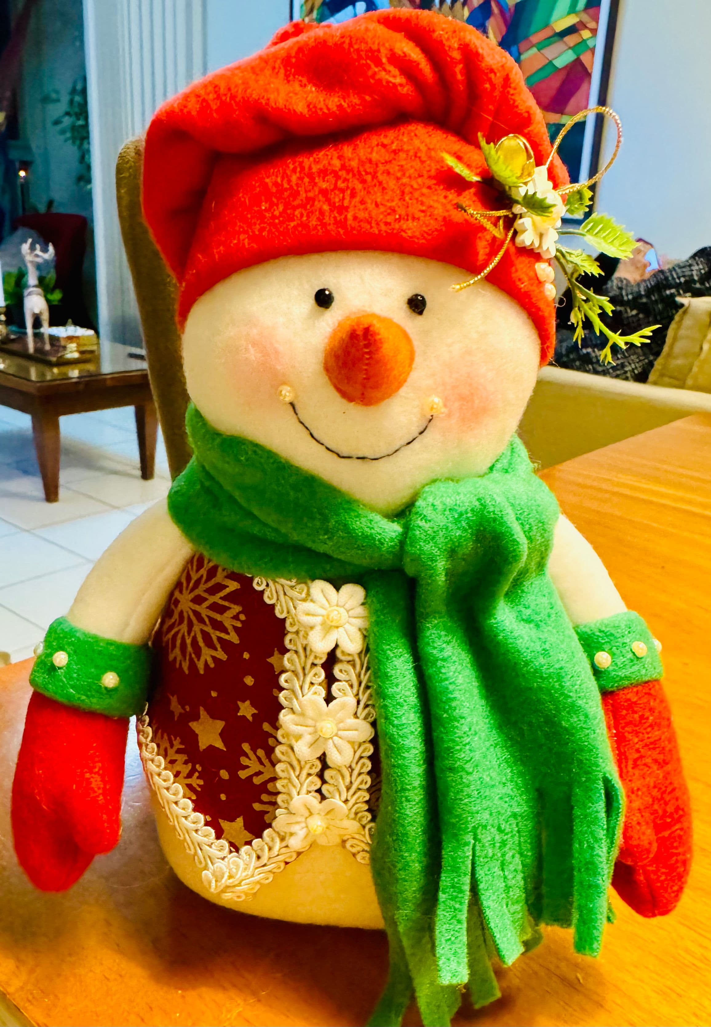 Boneco de neve de boina